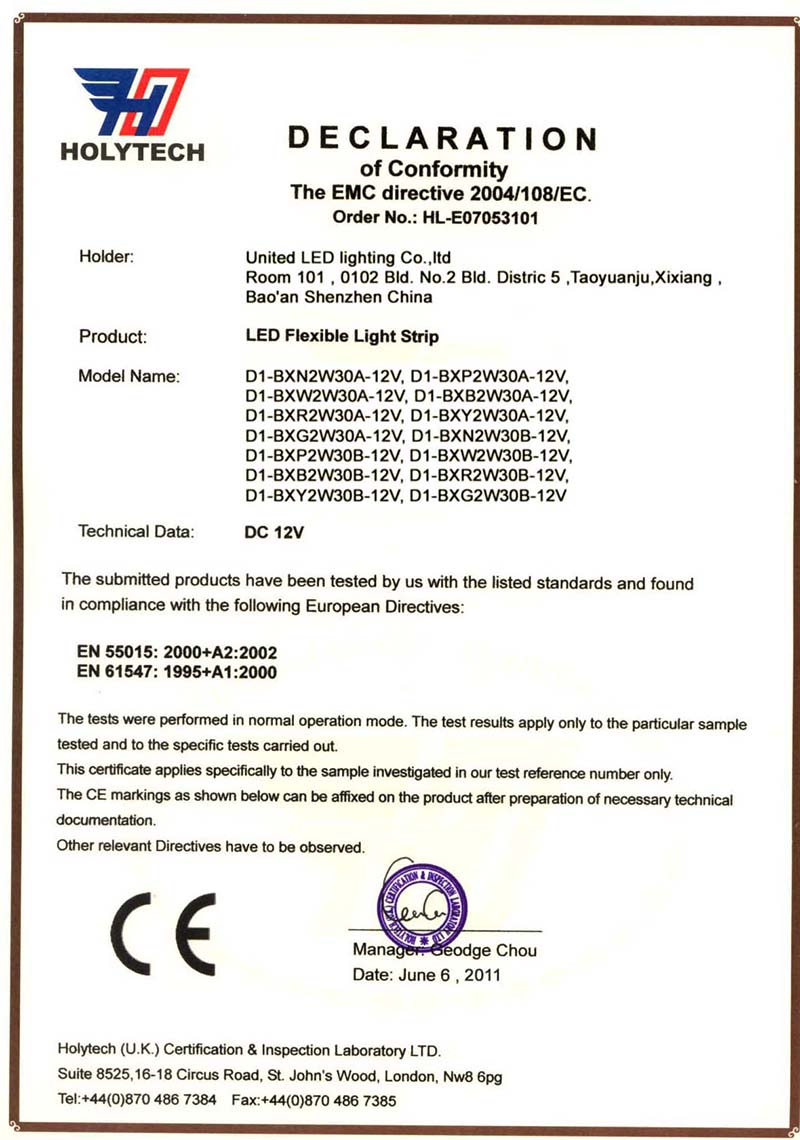 LED strip CE Certificate